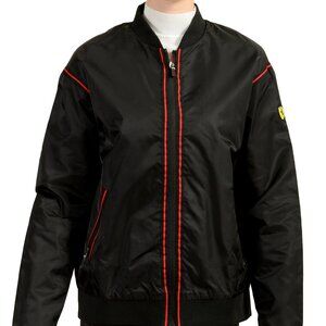 Scuderia Ferrari Women's Black Satin Windbreaker Bomber Jacket US L IT 44